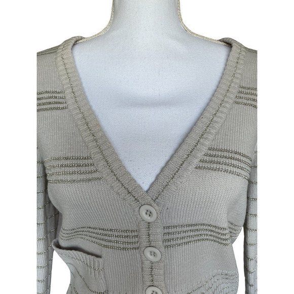 Marc by Marc Jacobs Wool Blend Cardigan Size Small Gray Silver Metal Thread - Picture 4 of 13